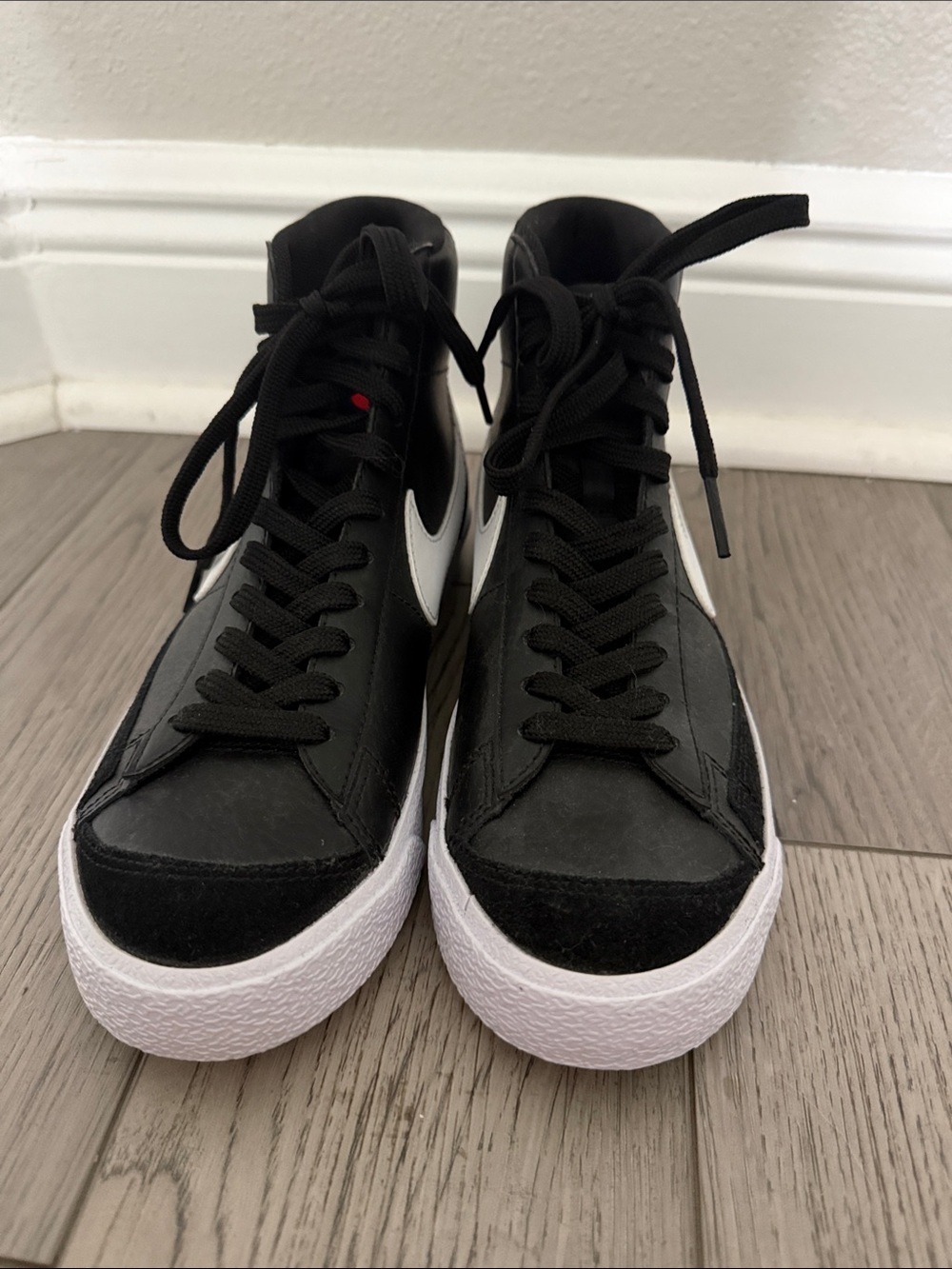 Nike Black High-Top Sneakers with White Swoosh 5.5 Y boys. Never worn - Picture 2 of 3